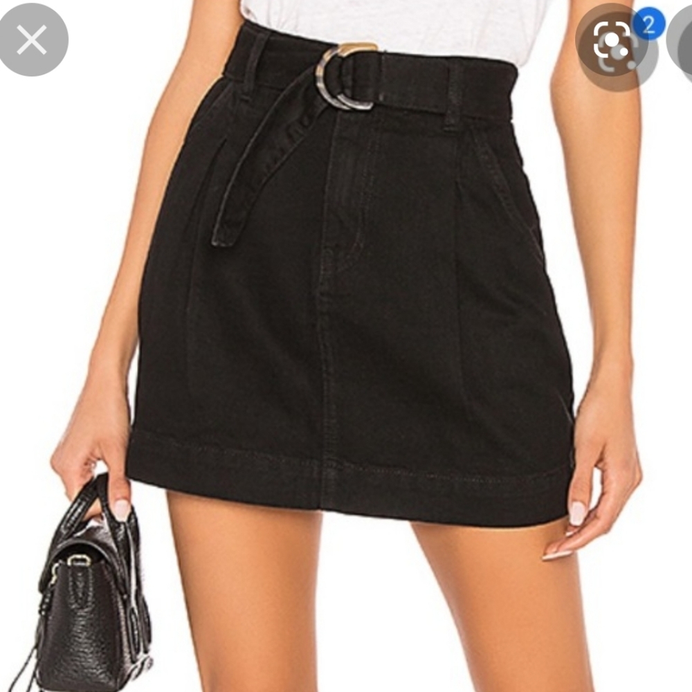 We the free black denim skirt with belt